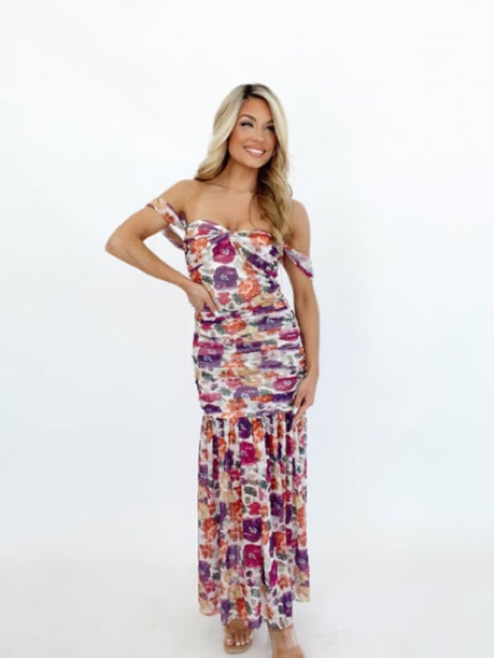 Off-Shoulder Floral Maxi Dress